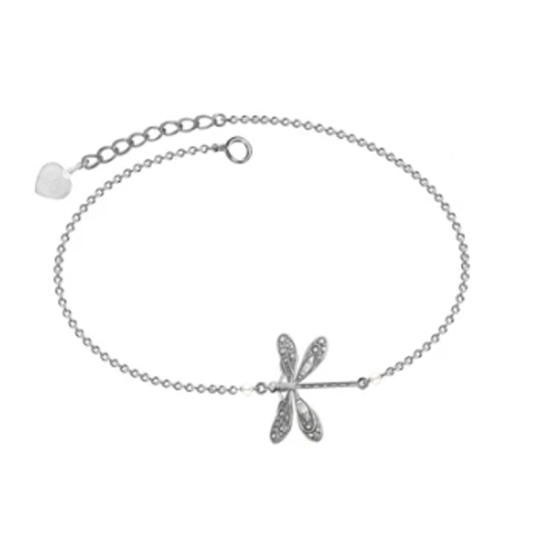 Pulsera de plata de ley con colgante de libélula