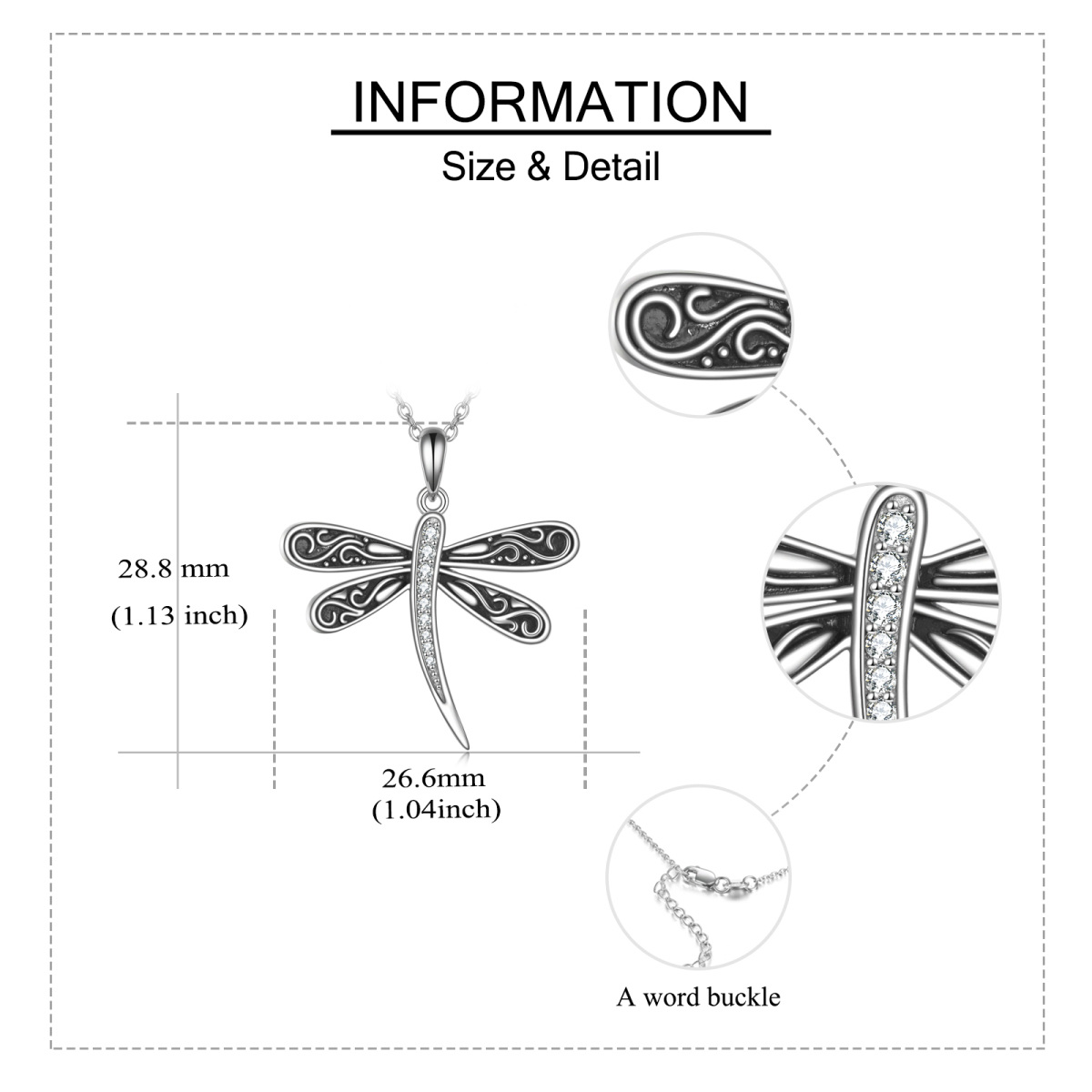 Colar com pingente de libélula em prata de lei com zircónias cúbicas-5