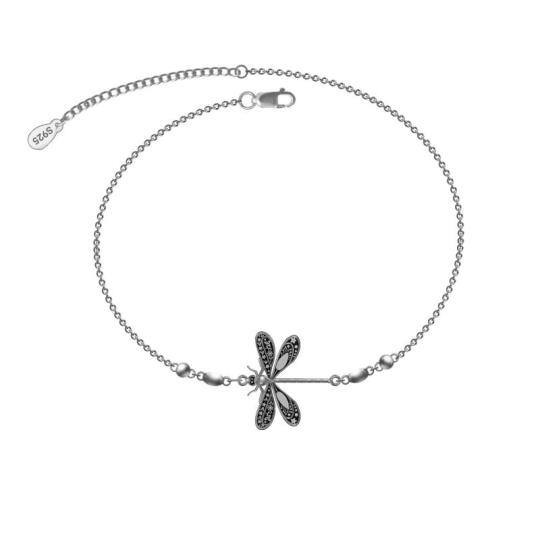 Sterling Silver Dragonfly Single Layer Anklet