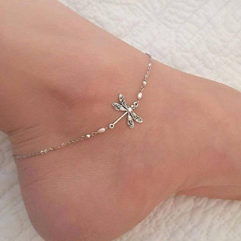 Sterling Silver Dragonfly Single Layer Anklet-2