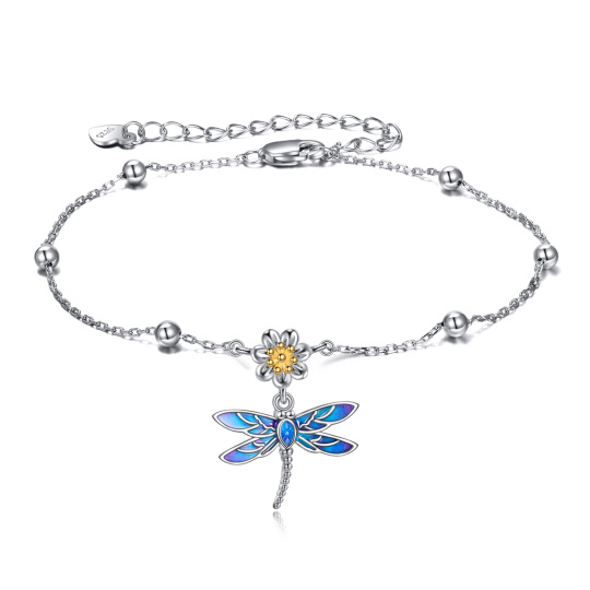 Bracelet de cheville en argent Sterling Dragonfly Single Layer-1