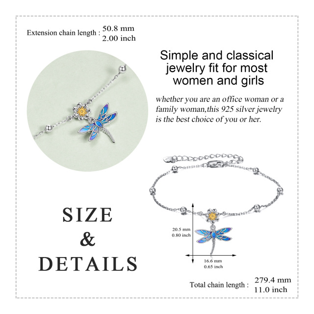 Tobillera de una capa de libélula en plata de ley-5
