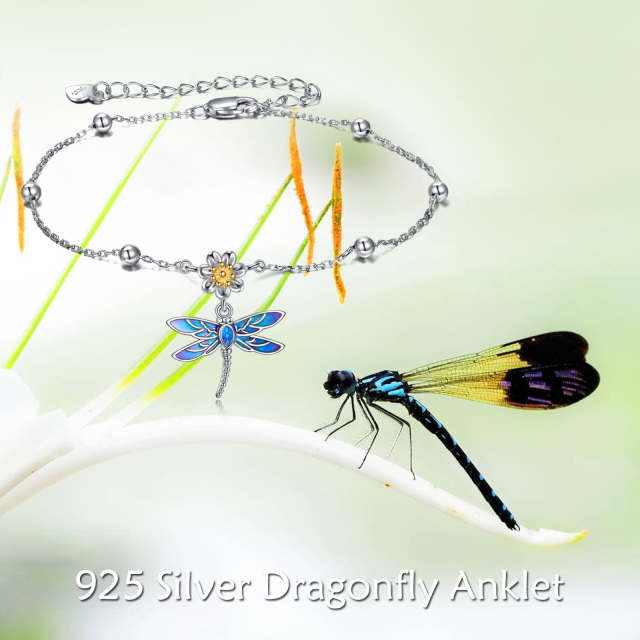 Bracelet de cheville en argent Sterling Dragonfly Single Layer-6