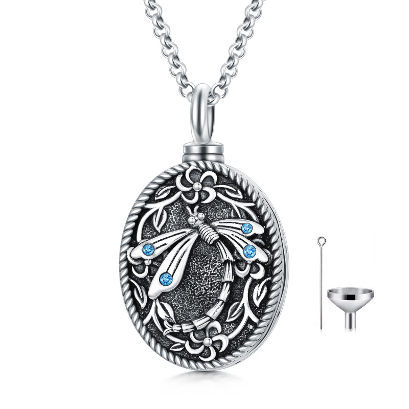 Collier Urne libellule en argent sterling avec zircon cubique