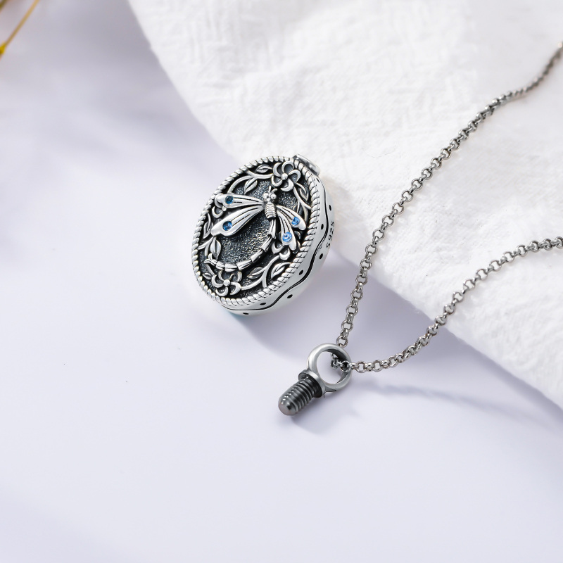 Collar urna libélula plata de ley circonita cúbica-5