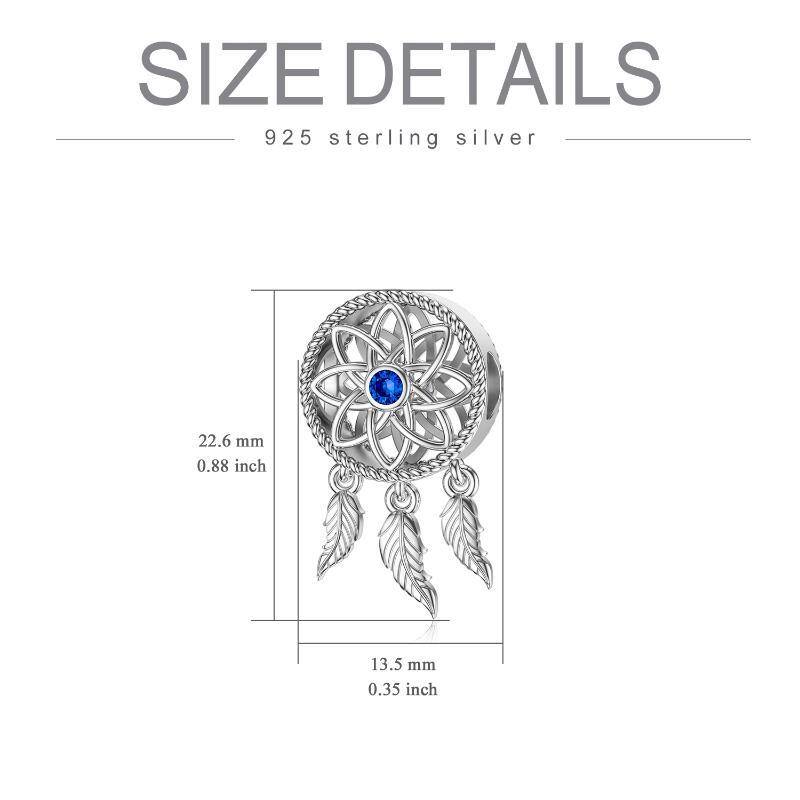 Sterling Silver Cubic Zirconia Dream Catcher Pendant Charms-5