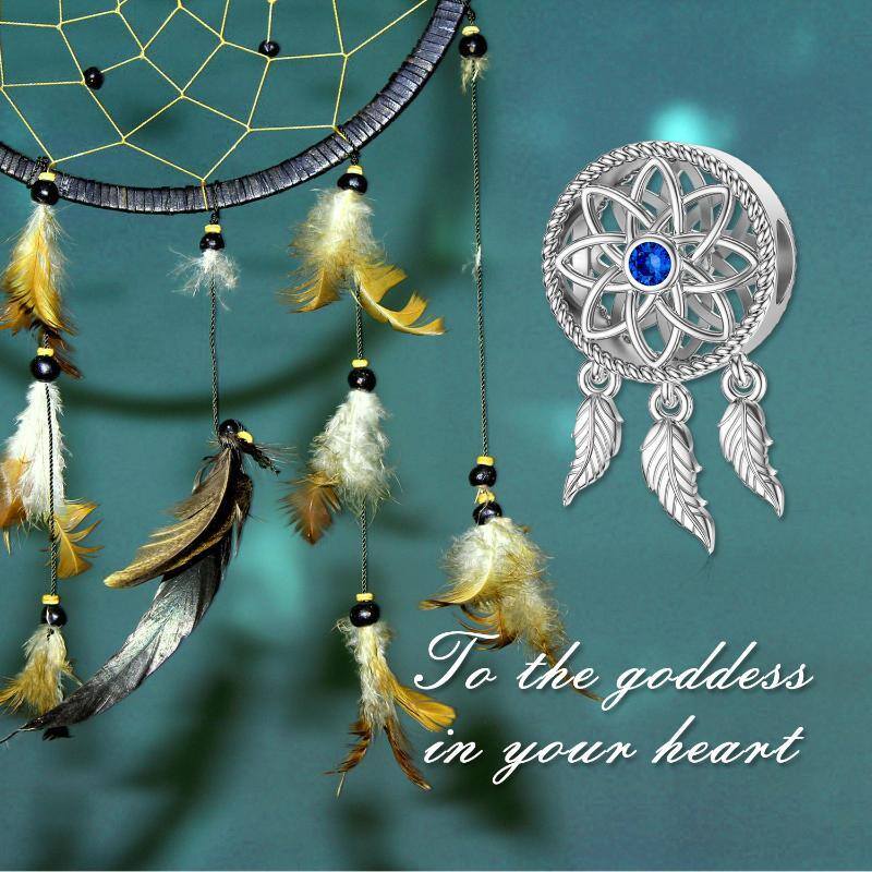 Sterling Silver Cubic Zirconia Dream Catcher Pendant Charms-6