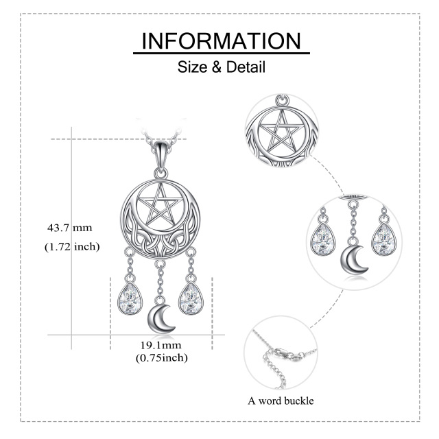 Sterling Silber Cubic Zirkonia Dream Catcher Anhänger Halskette-5