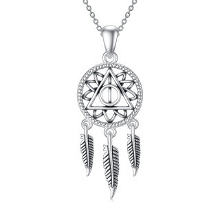 Sterling Silver Dream Catcher Pendant Necklace-50