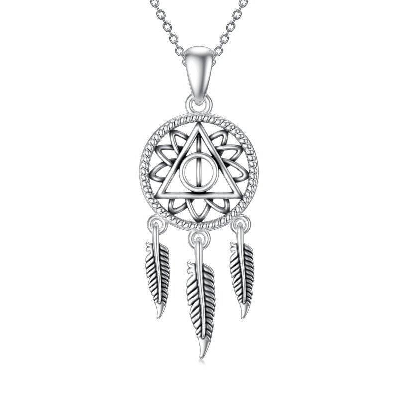 Sterling Silver Dream Catcher Pendant Necklace-1