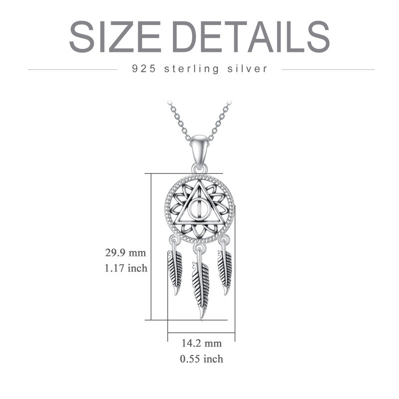 Sterling Silver Dream Catcher Pendant Necklace-3