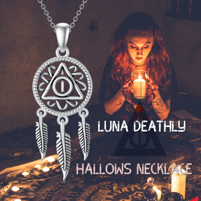 Sterling Silver Dream Catcher Pendant Necklace-4