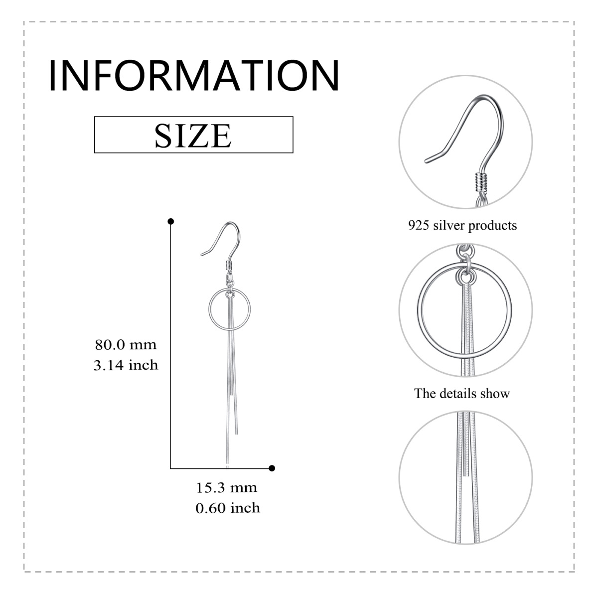 Pendientes de gota de plata de ley-5