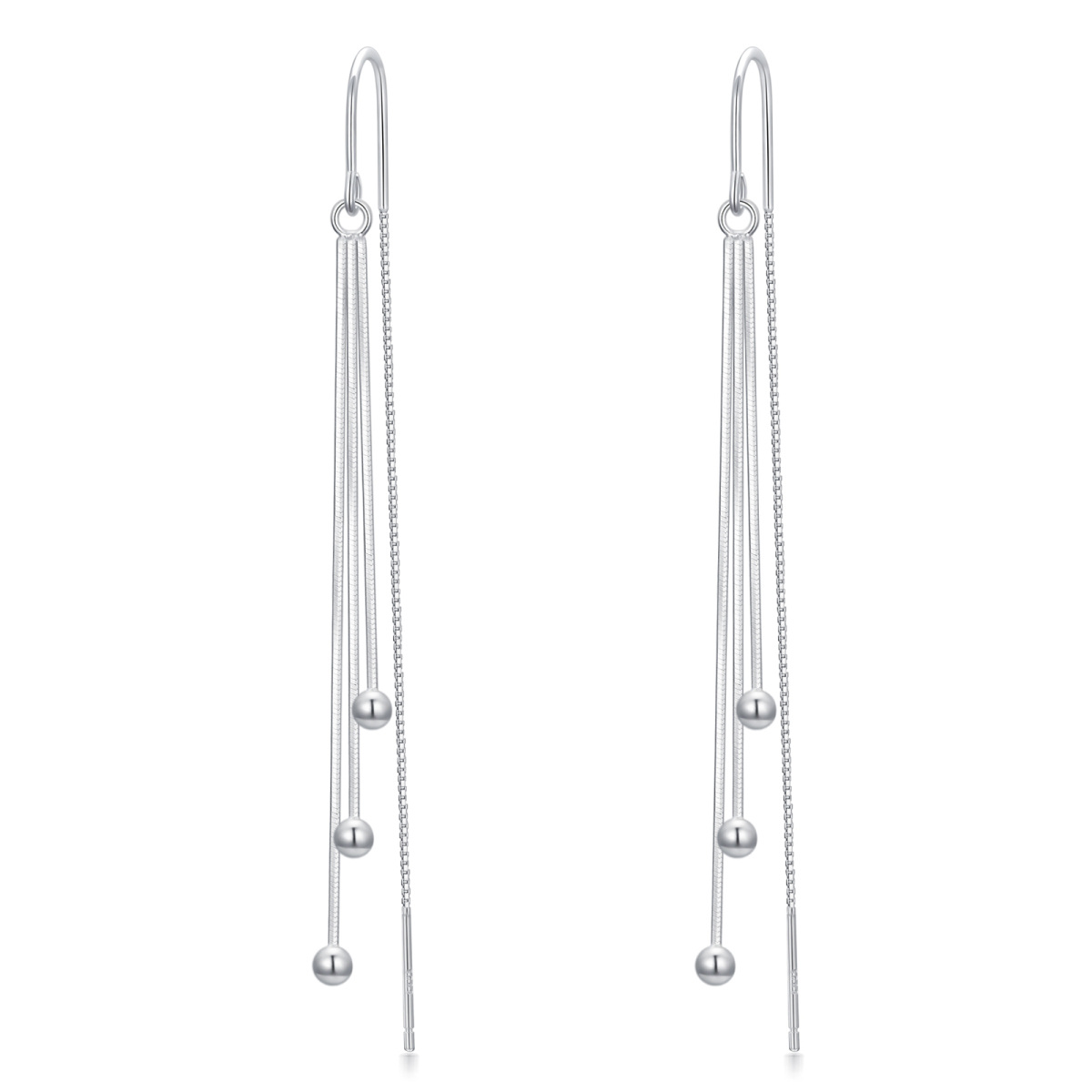 Sterling Silver Cubic Zirconia Drop Earrings-1