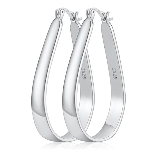 Sterling Silver Drop Shape Drop Earrings