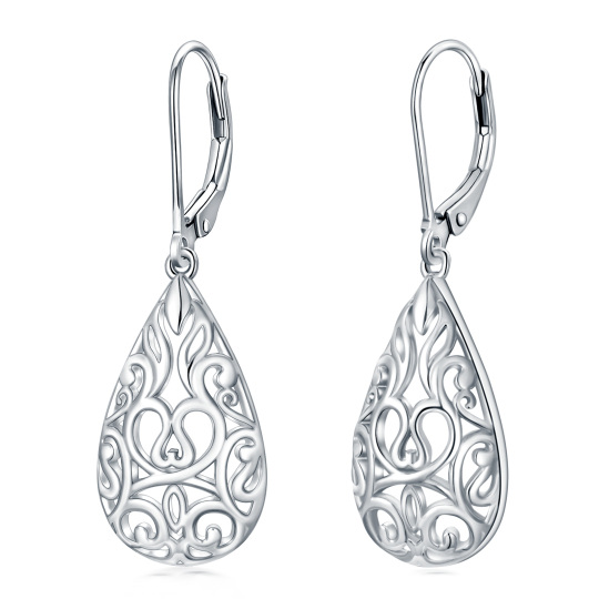 Sterling Silver Drop Shape Lever-back Earrings