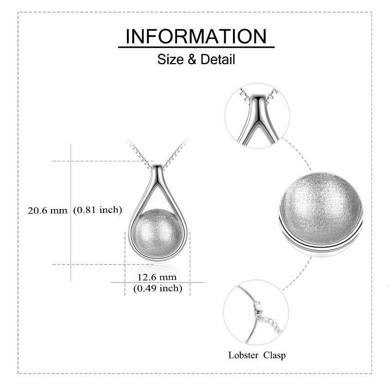 Sterling Silver Drop Shape Matte Ball Urn Necklace for Ashes with Box Chain-6