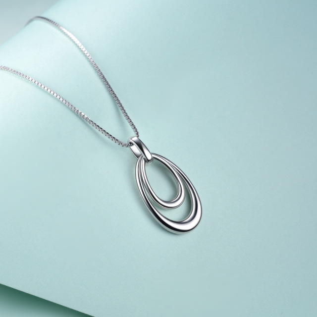 Sterling Silver Drop Shape Pendant Necklace-3