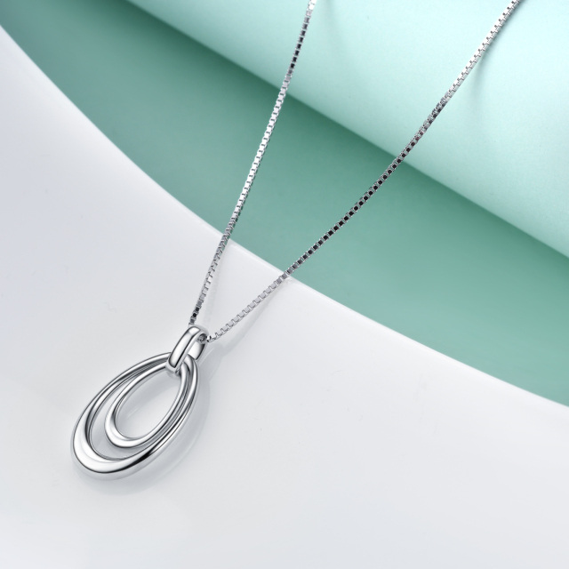 Sterling Silver Drop Shape Pendant Necklace-4