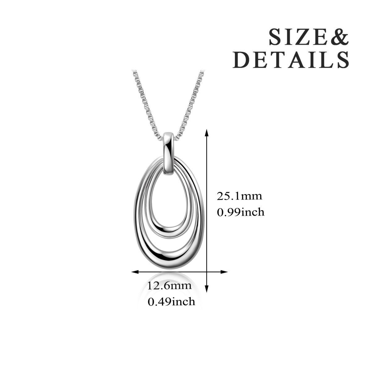 Sterling Silver Drop Shape Pendant Necklace-5