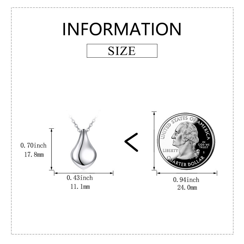 قلادة جرة رماد من الفضة الإسترلينية على شكل قطرة-3