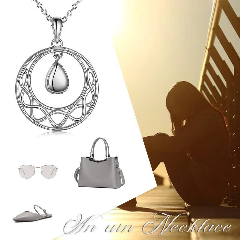 Collier Urne en Forme de Goutte en Argent Sterling pour Cendres-6