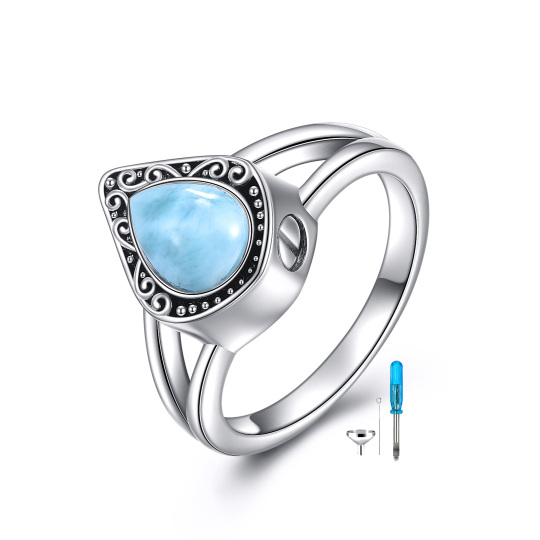 Anello con urna a forma di goccia in argento sterling