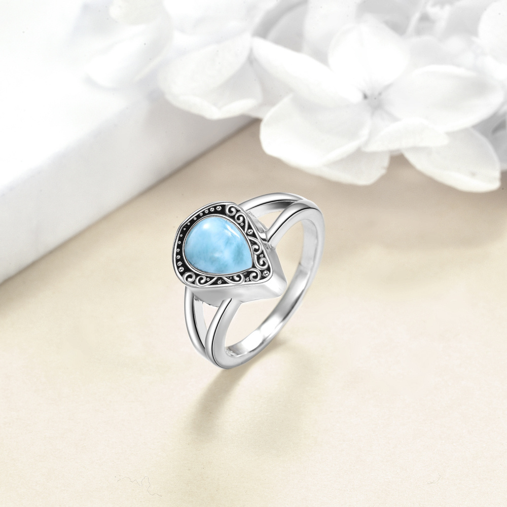 Anello con urna a forma di goccia in argento sterling-3