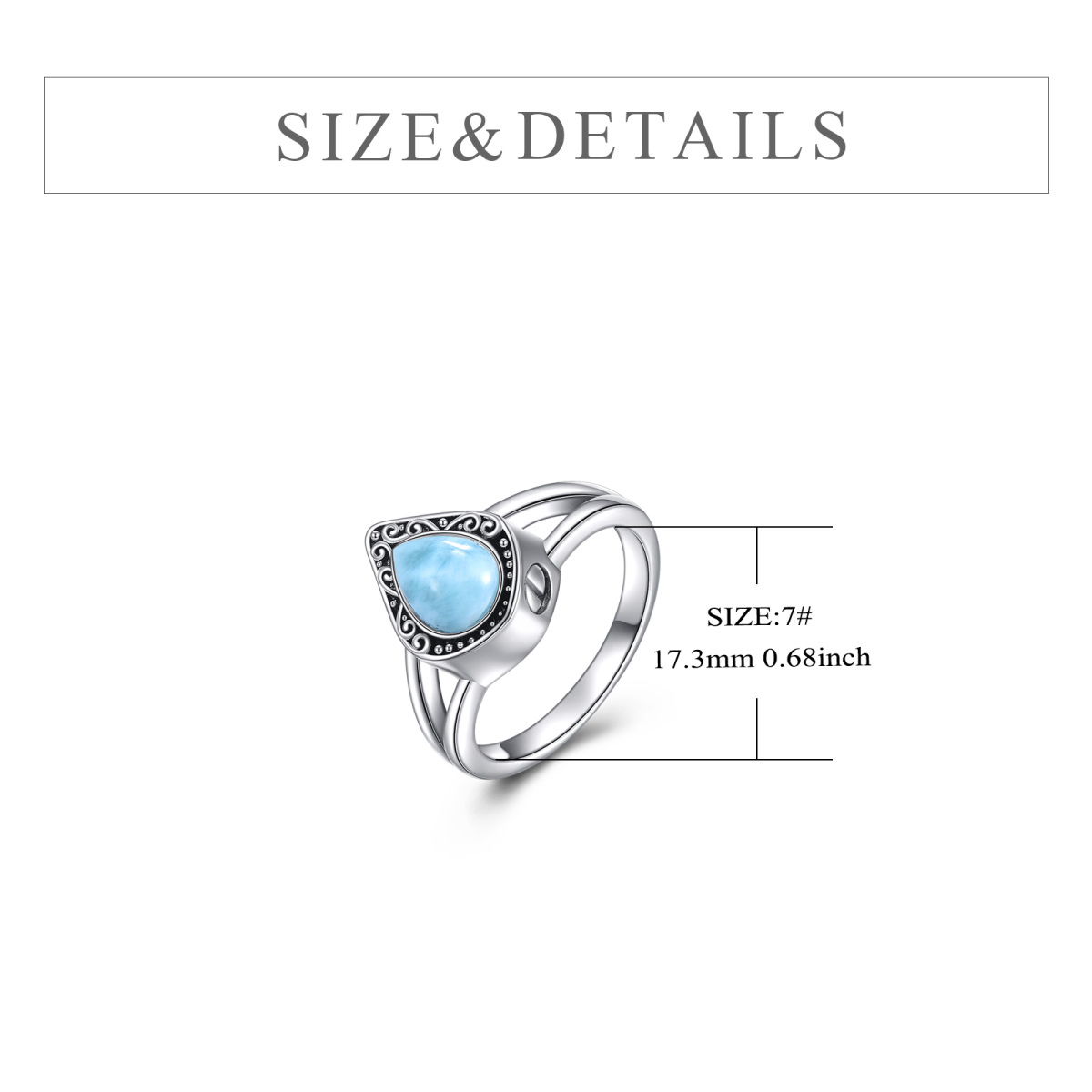 Sterling Silver Drop Shape Urn Ring-5