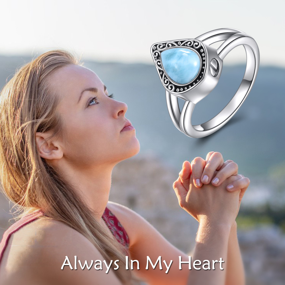 Anello con urna a forma di goccia in argento sterling-6