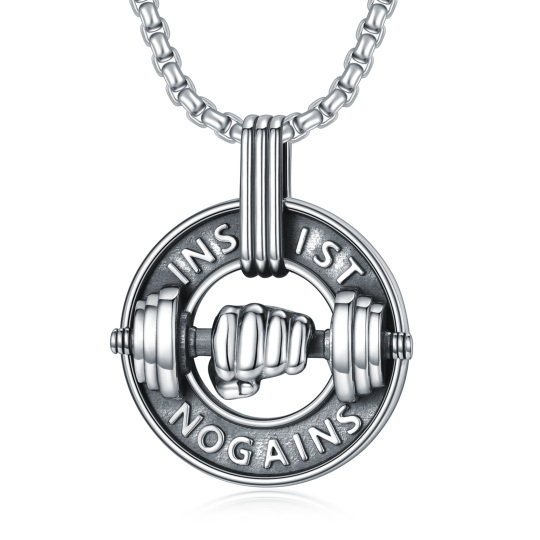 Sterling Silver Dumbbell Pendant Necklace for Men