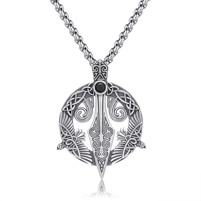 Sterling Silver Eagle & Celtic Knot Pendant Necklace-2