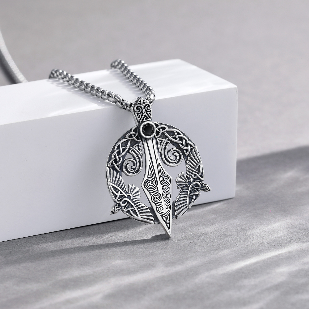 Sterling Silver Eagle & Celtic Knot Pendant Necklace-4