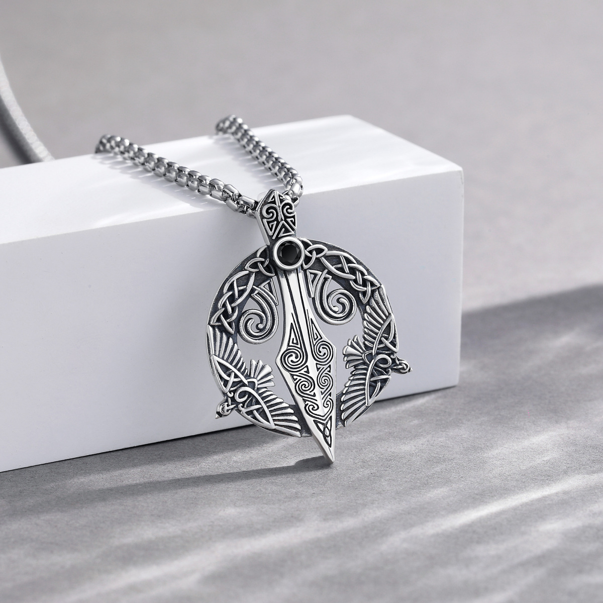 Sterling Silver Eagle & Celtic Knot Pendant Necklace-4