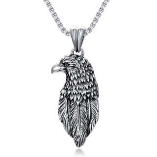 Sterling Silver Eagle Pendant Necklace for Men-2