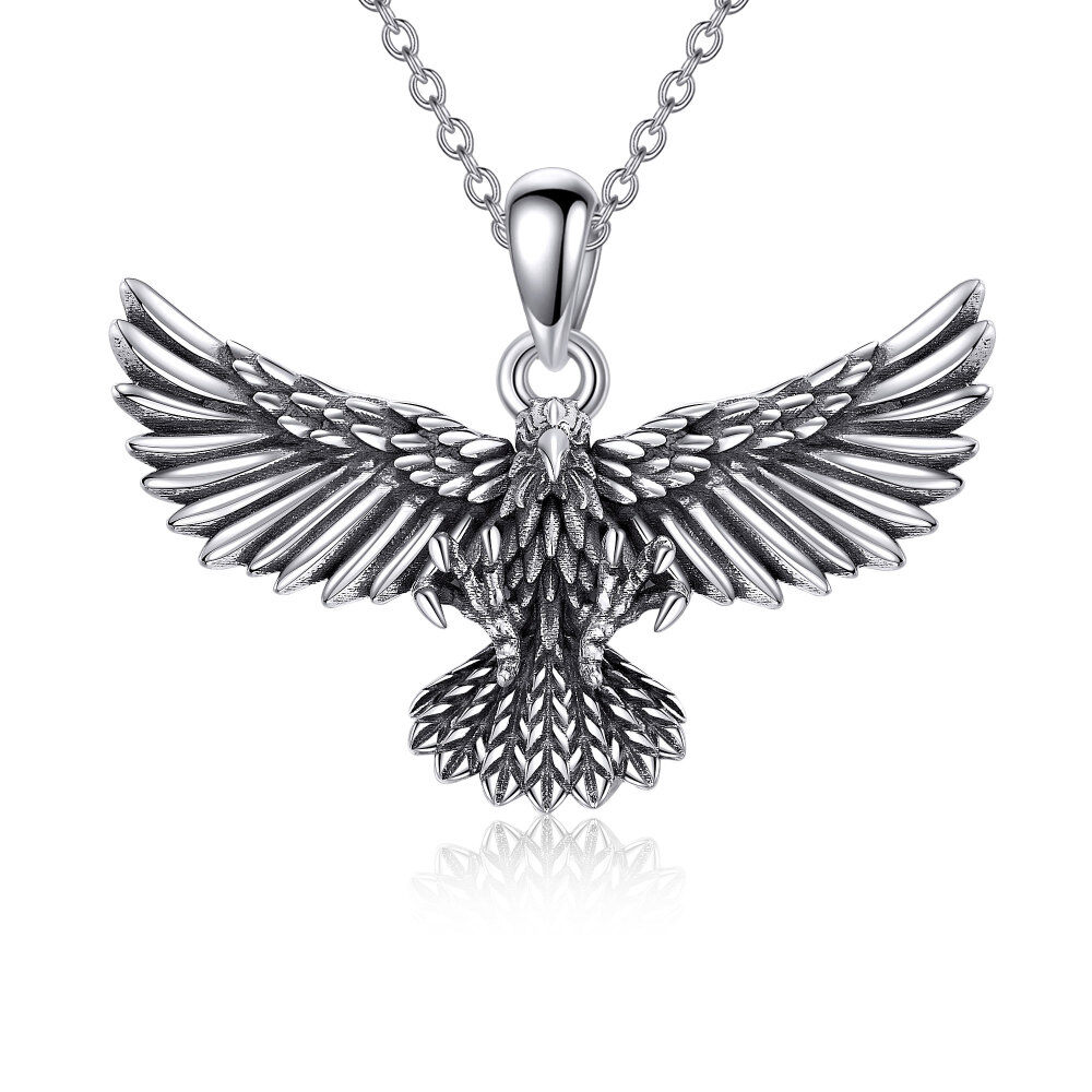 Sterling Silver Eagle Pendant Necklace for Men-1