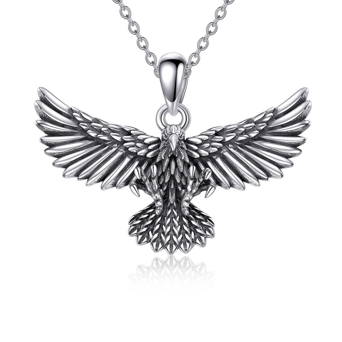 Sterling Silver Eagle Pendant Necklace for Men-1