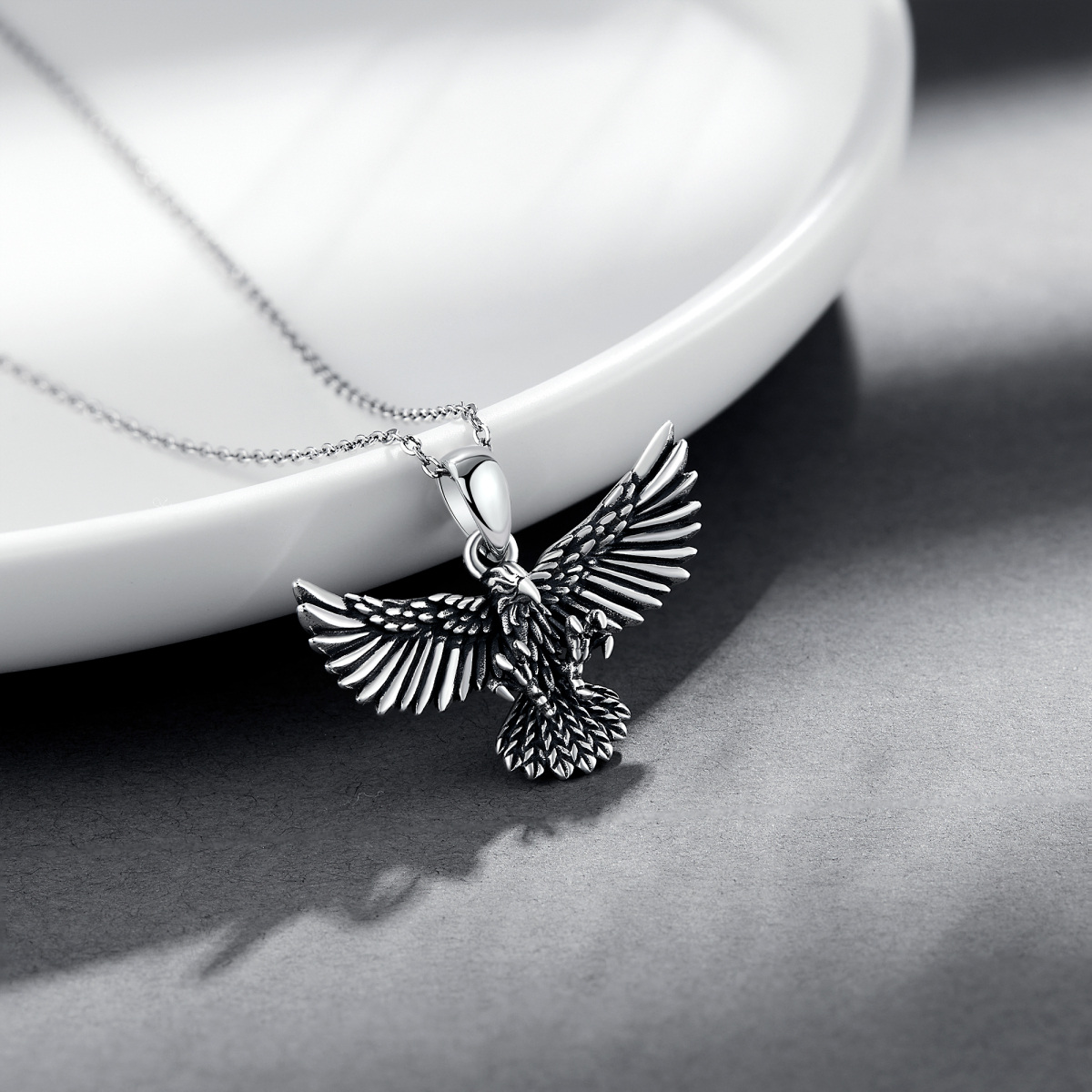 Sterling Silver Eagle Pendant Necklace for Men-4