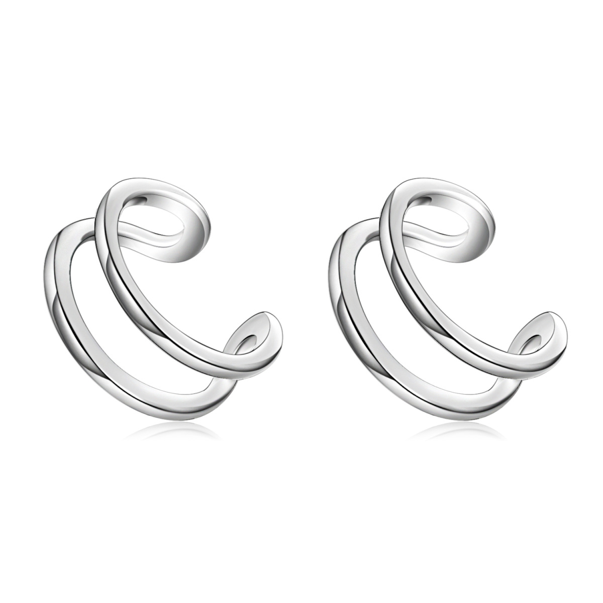 Pendientes de aro con clip envolvente en forma de puño de oreja de plata esterlina para mujeres y niñas-1