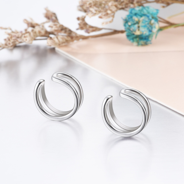 Boucles d'oreilles créoles à clip en argent sterling pour femmes et filles-3