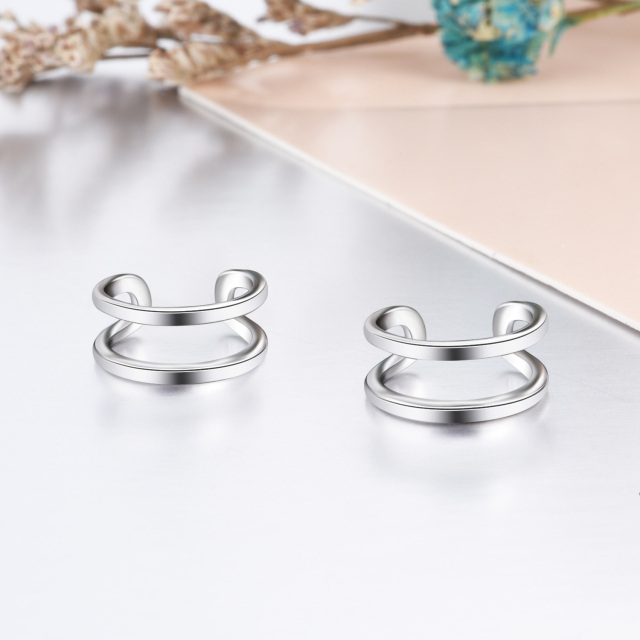 Pendientes de aro con clip envolvente en forma de puño de oreja de plata esterlina para mujeres y niñas-4