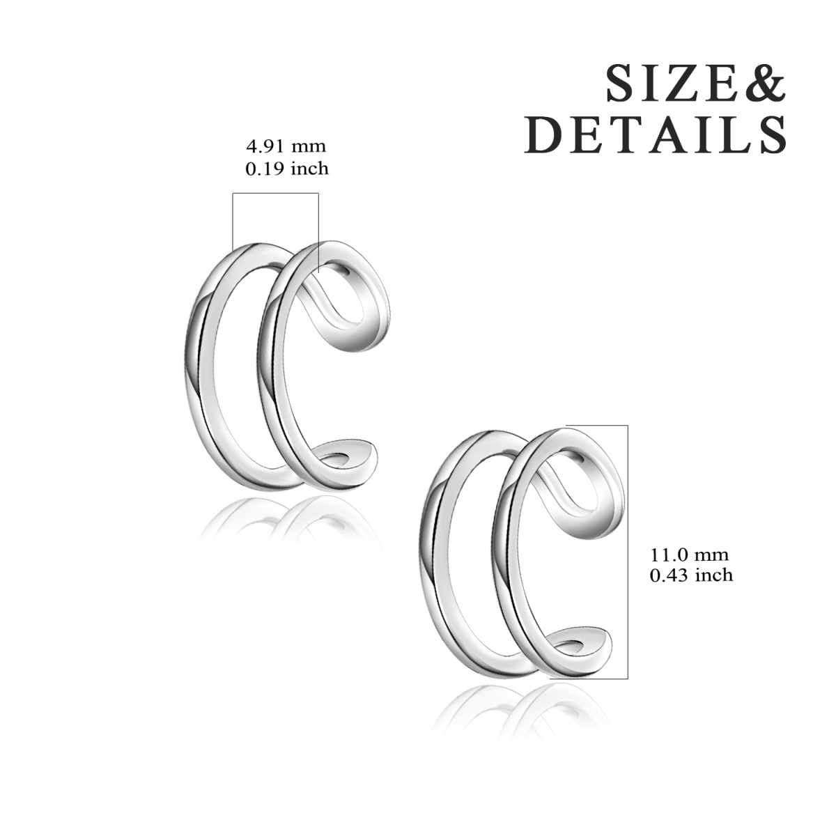 Sterling Silver Ear Cuff Wrap Clip Hoop Earrings for Women Girls-5