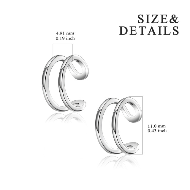 Pendientes de aro con clip envolvente en forma de puño de oreja de plata esterlina para mujeres y niñas-5