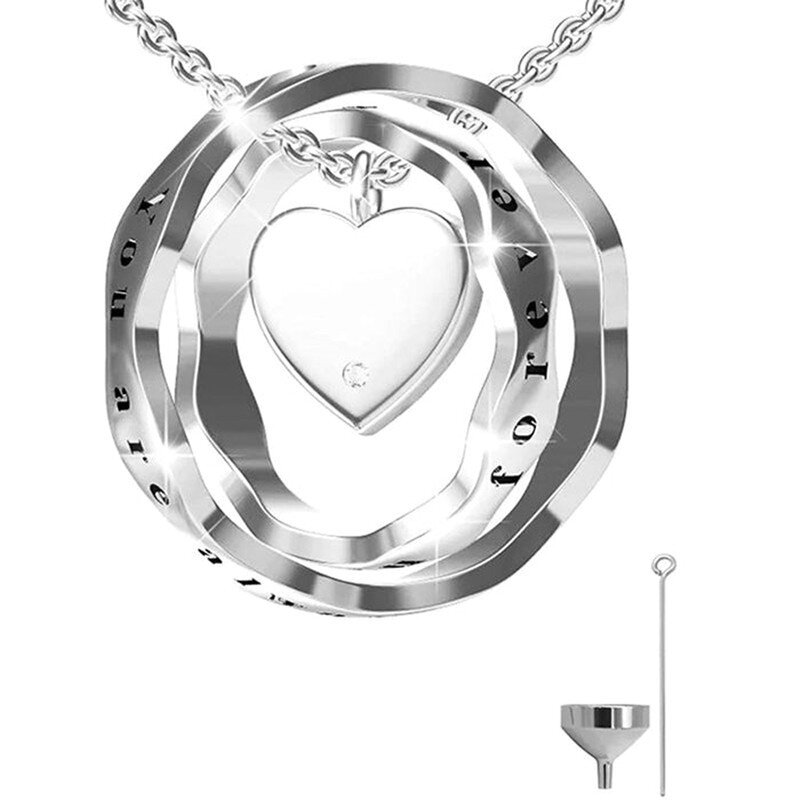 Sterling Silver Cubic Zirconia Electrocardiogram Urn Necklace for Ashes-17