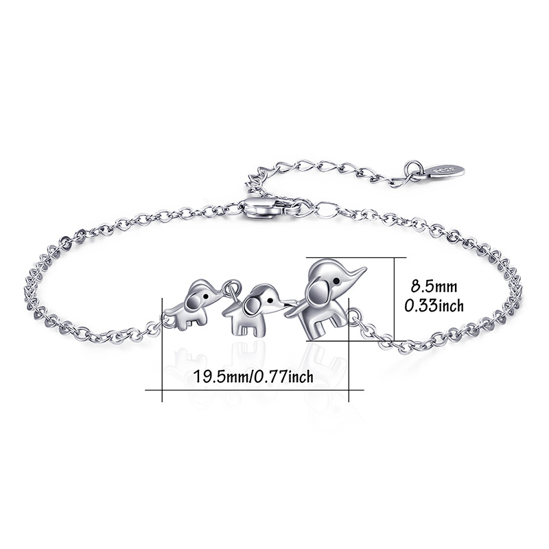 Bracelet en argent sterling avec chaîne en forme d'éléphant-4