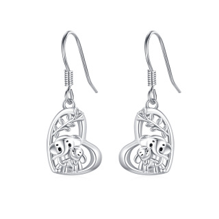 Sterling Silver Elephant Drop Earrings-1