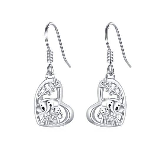 Sterling Silver Elephant Drop Earrings