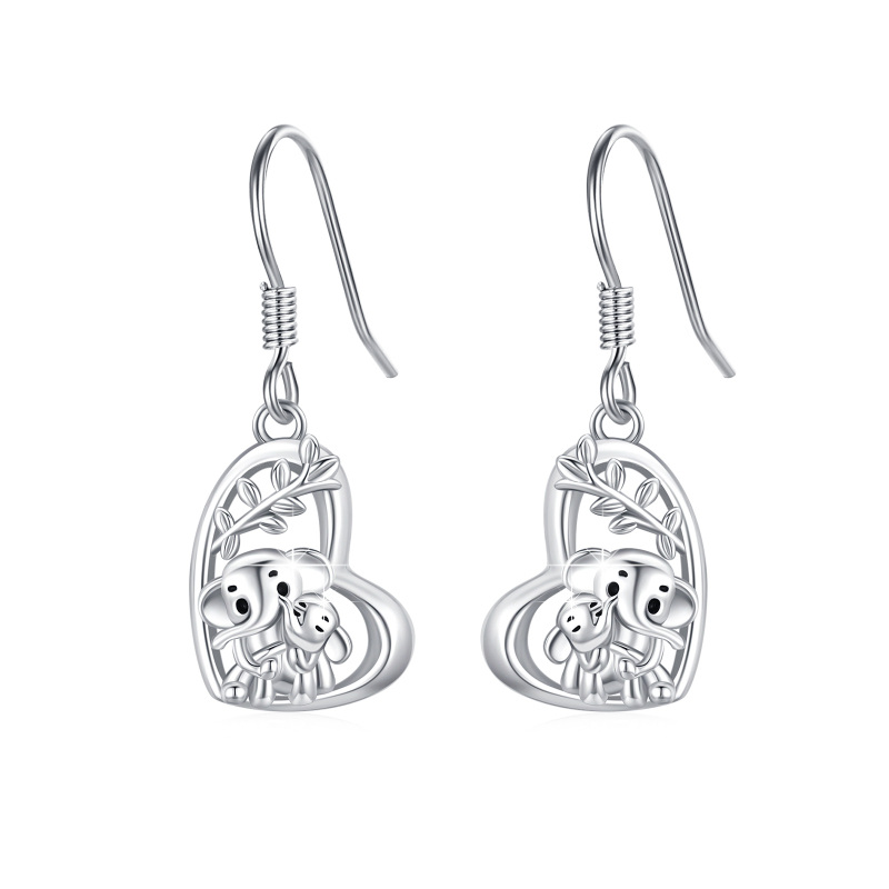 Sterling Silver Elephant Drop Earrings