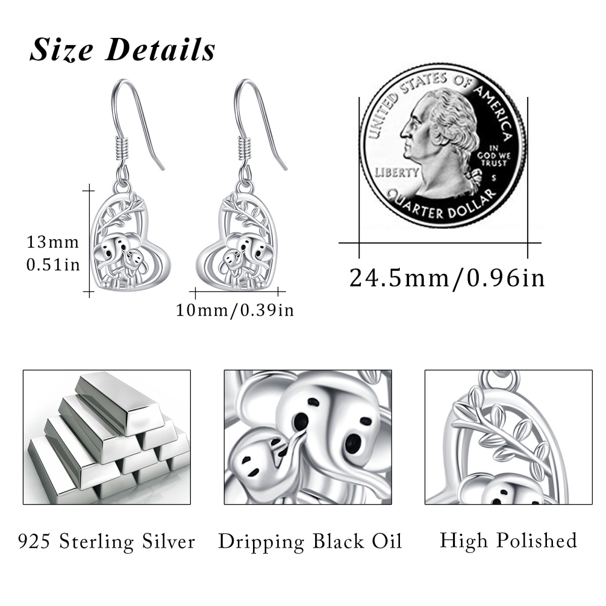 Sterling Silber Elefant Tropfen Ohrringe-4