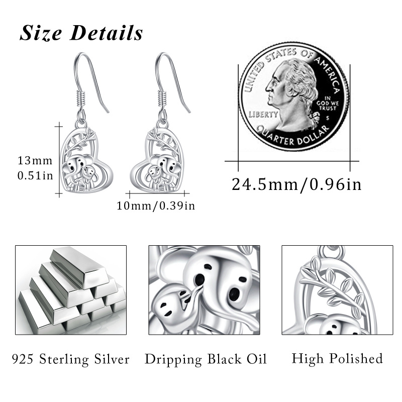 Sterling Silver Elephant Drop Earrings-4